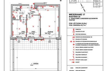 Rzut - Mieszkanie na sprzedaż 3 pokoje o powierzchni 53,55 m² - numer 17 w Osiedle 4 Pory Roku - Etap VIII