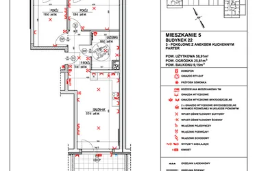 Rzut - Mieszkanie na sprzedaż 3 pokoje o powierzchni 58,91 m² - numer 5 w Osiedle 4 Pory Roku - Etap VIII