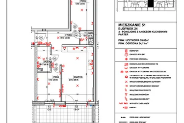 Rzut - Mieszkanie na sprzedaż 3 pokoje o powierzchni 59,63 m² - numer 51 w Osiedle 4 Pory Roku - Etap VIII
