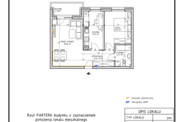Rzut - Mieszkanie na sprzedaż 2 pokoje o powierzchni 51,38 m² - numer M4 w Osiedle Foresto etap 2