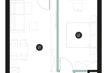 Rzut - Mieszkanie na sprzedaż 2 pokoje o powierzchni 41,91 m² - numer M05 w Atrium House