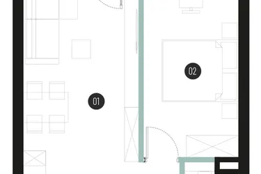 Rzut - Mieszkanie na sprzedaż 2 pokoje o powierzchni 41,91 m² - numer M29 w Atrium House