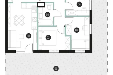 Rzut - Mieszkanie na sprzedaż 4 pokoje o powierzchni 57,75 m² - numer M12 w Atrium House