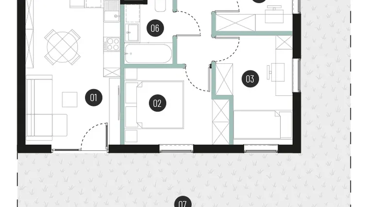 Rzut - Mieszkanie na sprzedaż 4 pokoje o powierzchni 57,75 m² - numer M12 w Atrium House