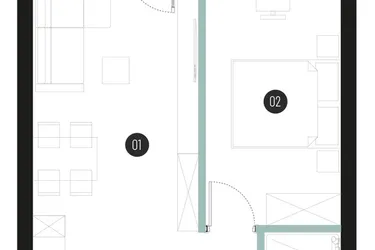 Rzut - Mieszkanie na sprzedaż 2 pokoje o powierzchni 41,77 m² - numer M17 w Atrium House