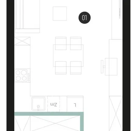 Rzut - Mieszkanie na sprzedaż 1 pokój o powierzchni 32,29 m² - numer M35 w Atrium House