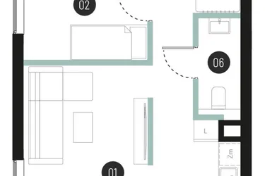 Rzut - Mieszkanie na sprzedaż 3 pokoje o powierzchni 59,52 m² - numer M41 w Atrium House
