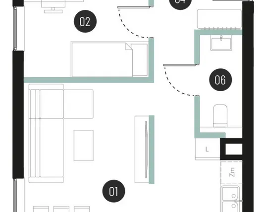 Rzut - Mieszkanie na sprzedaż 3 pokoje o powierzchni 59,52 m² - numer M41 w Atrium House