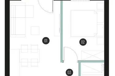 Rzut - Mieszkanie na sprzedaż 2 pokoje o powierzchni 35,87 m² - numer M45 w Atrium House