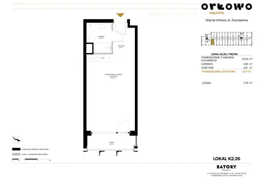 Rzut - Mieszkanie na sprzedaż 1 pokój o powierzchni 31,71 m² - numer K2.26 w Orłowo Square - Apartamenty inwestycyjne