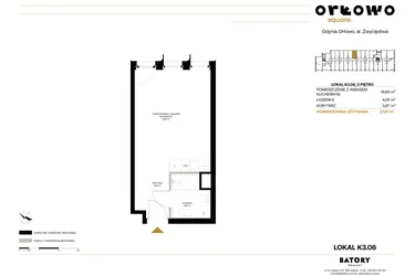 Rzut - Mieszkanie na sprzedaż 1 pokój o powierzchni 27,81 m² - numer K3.06 w Orłowo Square - Apartamenty inwestycyjne
