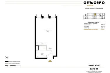 Rzut - Mieszkanie na sprzedaż 1 pokój o powierzchni 27,81 m² - numer K3.07 w Orłowo Square - Apartamenty inwestycyjne