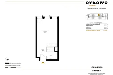 Rzut - Mieszkanie na sprzedaż 1 pokój o powierzchni 27,81 m² - numer K3.08 w Orłowo Square - Apartamenty inwestycyjne