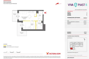 Rzut - Mieszkanie na sprzedaż 2 pokoje o powierzchni 34,8 m² - numer A.11 w Viva Piast 5