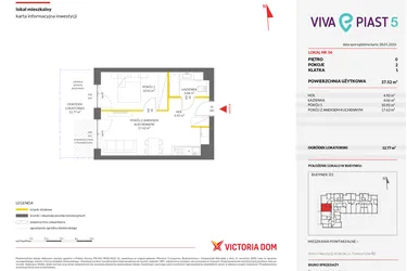 Rzut - Mieszkanie na sprzedaż 2 pokoje o powierzchni 37,52 m² - numer A.6 w Viva Piast 5