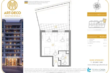 Rzut - Mieszkanie na sprzedaż 1 pokój o powierzchni 48,28 m² - numer LM-03 w Art Deco Grzybowska