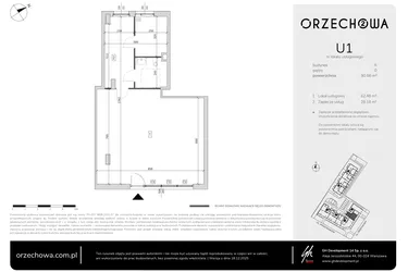 Rzut - Lokal użytkowy na sprzedaż 1 pokój o powierzchni 90,66 m² - numer U1 w Orzechowa 2
