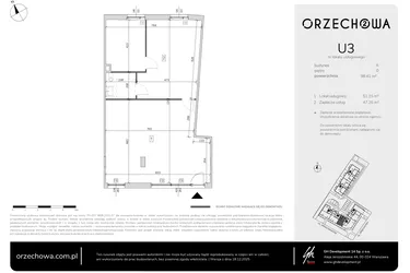 Rzut - Lokal użytkowy na sprzedaż 1 pokój o powierzchni 98,41 m² - numer U3 w Orzechowa 2