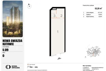 Rzut - Lokal użytkowy na sprzedaż 3 pokoje o powierzchni 53,2 m² - numer U.09 w Nowa Gwiazda