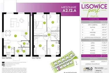 Rzut - Mieszkanie na sprzedaż 4 pokoje o powierzchni 110,32 m² - numer A.2.12.A w Lisowice Park etap 2+