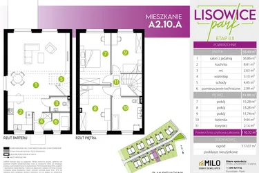 Rzut - Mieszkanie na sprzedaż 4 pokoje o powierzchni 110,32 m² - numer A.2.10.A w Lisowice Park etap 2+