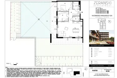 Rzut - Mieszkanie na sprzedaż 3 pokoje o powierzchni 86,89 m² - numer B04 w Kazimierza Wielkiego 42A etap II