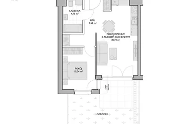Rzut - Mieszkanie na sprzedaż 2 pokoje o powierzchni 43,05 m² - numer WO/P3/6 w Wiszące Ogrody