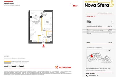 Rzut - Mieszkanie na sprzedaż 2 pokoje o powierzchni 38,02 m² - numer 97 w Miasteczko Nova Sfera 5