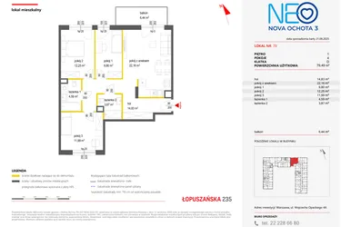 Rzut - Mieszkanie na sprzedaż 4 pokoje o powierzchni 79,49 m² - numer 79 w Neo Nova Ochota 3