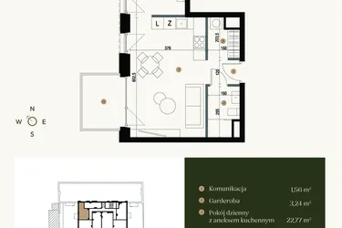 Rzut - Mieszkanie na sprzedaż 2 pokoje o powierzchni 40,31 m² - numer M5.04 w Verde Casa