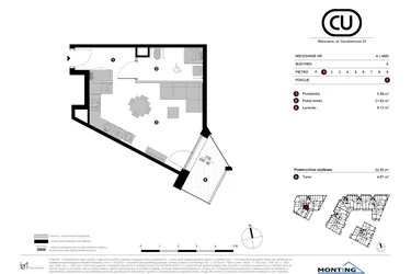 Rzut - Mieszkanie na sprzedaż 1 pokój o powierzchni 33,55 m² - numer A.1.M05 w Cynamonowa Ursynów