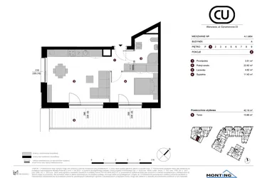 Rzut - Mieszkanie na sprzedaż 2 pokoje o powierzchni 42,18 m² - numer A.1.M04 w Cynamonowa Ursynów
