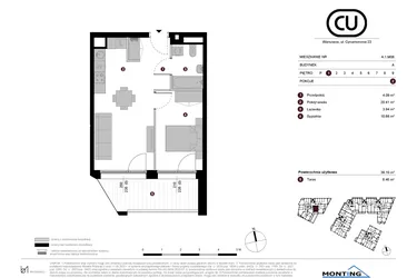 Rzut - Mieszkanie na sprzedaż 2 pokoje o powierzchni 39,1 m² - numer A.1.M06 w Cynamonowa Ursynów
