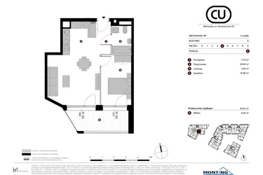 Rzut - Mieszkanie na sprzedaż 2 pokoje o powierzchni 44,22 m² - numer A.4.M05 w Cynamonowa Ursynów