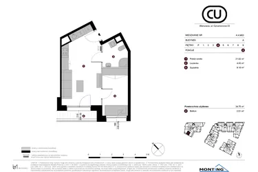 Rzut - Mieszkanie na sprzedaż 2 pokoje o powierzchni 34,75 m² - numer A.4.M03 w Cynamonowa Ursynów