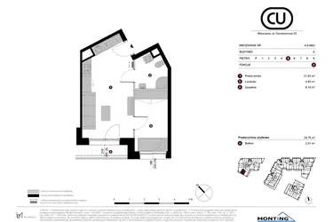 Rzut - Mieszkanie na sprzedaż 2 pokoje o powierzchni 34,75 m² - numer A.5.M03 w Cynamonowa Ursynów