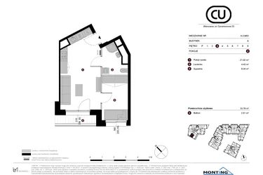 Rzut - Mieszkanie na sprzedaż 2 pokoje o powierzchni 33,79 m² - numer A.3.M03 w Cynamonowa Ursynów