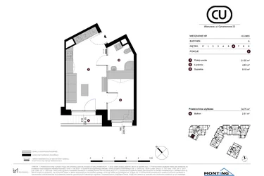 Rzut - Mieszkanie na sprzedaż 2 pokoje o powierzchni 34,75 m² - numer A.6.M03 w Cynamonowa Ursynów