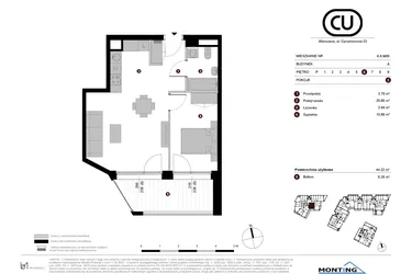 Rzut - Mieszkanie na sprzedaż 2 pokoje o powierzchni 44,22 m² - numer A.6.M05 w Cynamonowa Ursynów