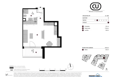 Rzut - Mieszkanie na sprzedaż 1 pokój o powierzchni 40,55 m² - numer B.1.M06 w Cynamonowa Ursynów
