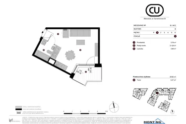 Rzut - Mieszkanie na sprzedaż 1 pokój o powierzchni 28,92 m² - numer B.1.M12 w Cynamonowa Ursynów