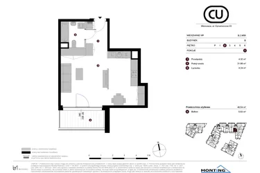 Rzut - Mieszkanie na sprzedaż 1 pokój o powierzchni 40,54 m² - numer B.2.M06 w Cynamonowa Ursynów