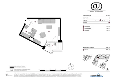 Rzut - Mieszkanie na sprzedaż 1 pokój o powierzchni 28,92 m² - numer B.2.M12 w Cynamonowa Ursynów
