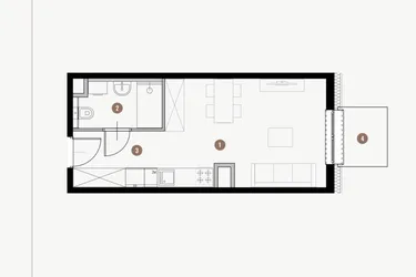 Rzut - Mieszkanie na sprzedaż 1 pokój o powierzchni 26,75 m² - numer I.3.17 w Tuwima Apartments