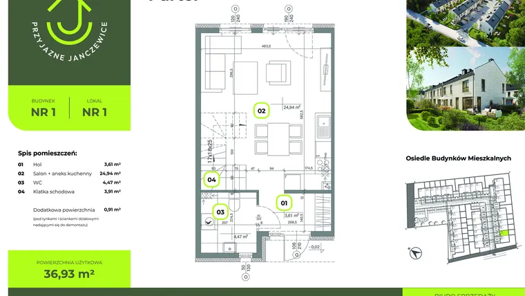 Rzut - Dom na sprzedaż 3 pokoje o powierzchni 73 m² - numer B1.1 w Przyjazne Janczewice