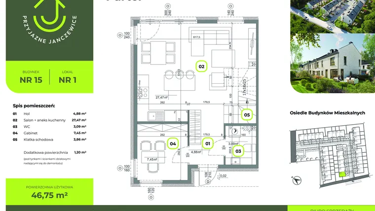 Rzut - Dom na sprzedaż 5 pokoi o powierzchni 94 m² - numer B15.1 w Przyjazne Janczewice
