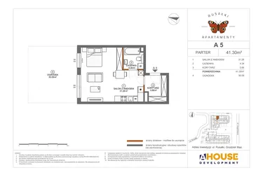 Rzut - Mieszkanie na sprzedaż 1 pokój o powierzchni 41,3 m² - numer A5 w Apartamenty Rusałki