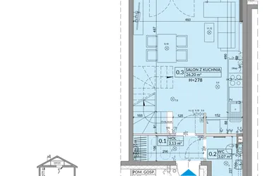 Rzut - Dom na sprzedaż 3 pokoje o powierzchni 68,42 m² - numer 21B w Osiedle Słoneczne etap III
