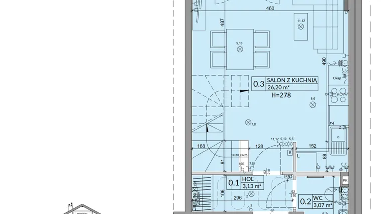 Rzut - Dom na sprzedaż 3 pokoje o powierzchni 68,42 m² - numer 21B w Osiedle Słoneczne etap III