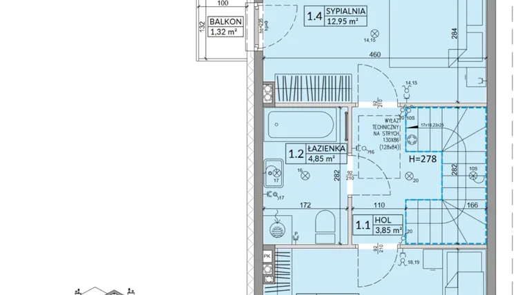 Rzut - Dom na sprzedaż 3 pokoje o powierzchni 68,42 m² - numer 26A w Osiedle Słoneczne etap III